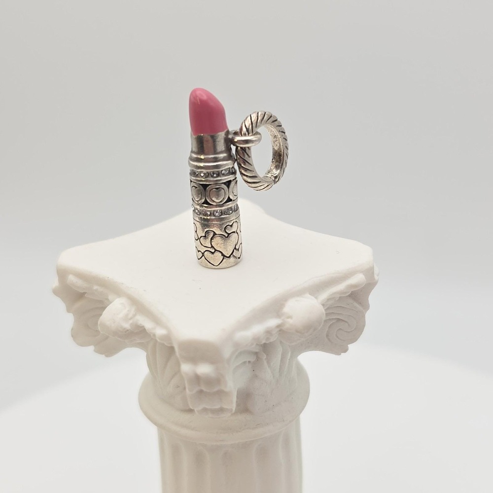 Brighton Pink and Silver Lipstick Charm Pendant - Women Jewelry Bracelet